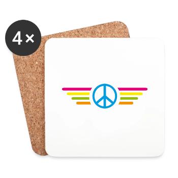 Frieden Peace Flügel - Untersetzer (4er-Set) - Weiß - Vorne