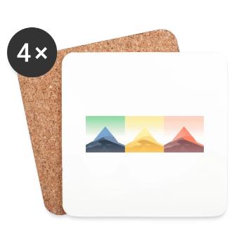 Mountain Landscape Geometric Art - Coasters (set of 4) - white - Front