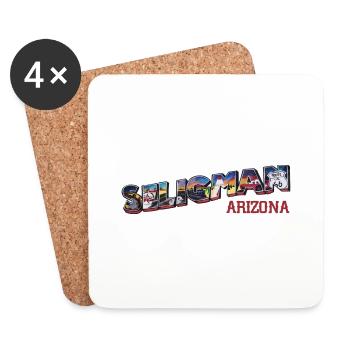 Ville de Seligman, Arizona, road 66 USA - Dessous de verre (lot de 4) - blanc - Devant