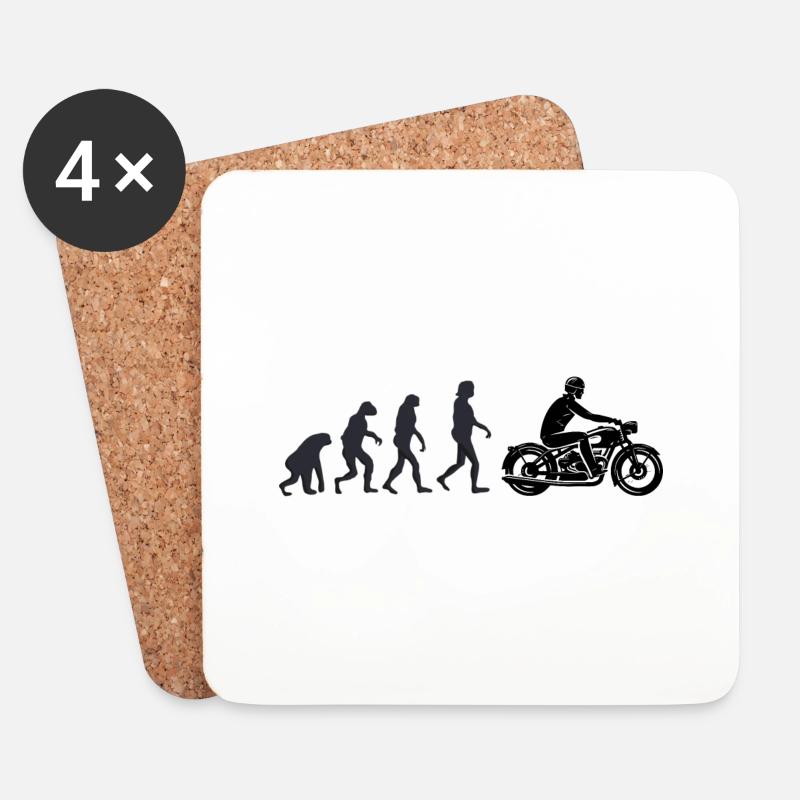 Motorradfahrer - Menschliche Evolution - Untersetzer (4er-Set) - Weiß