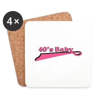Année 40 baby - Dessous de verre (lot de 4) - blanc - Devant