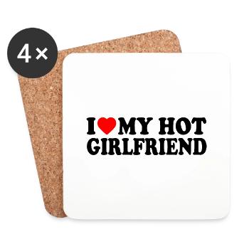 i love my hot girlfriend - Dessous de verre (lot de 4) - blanc - Devant