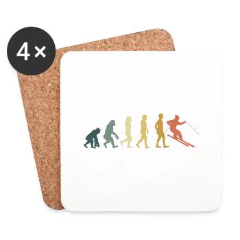 Evolution skieur - Dessous de verre (lot de 4) - blanc - Devant