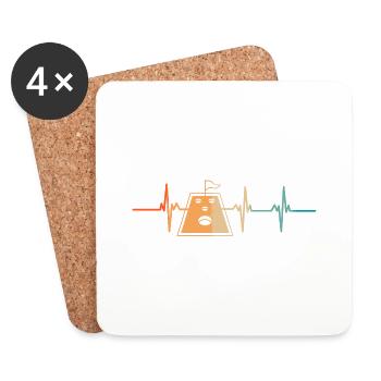 Cornhole-Herzschlag - Untersetzer (4er-Set) - Weiß - Vorne