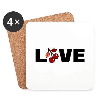 Love cerises - Dessous de verre (lot de 4) - blanc - Devant