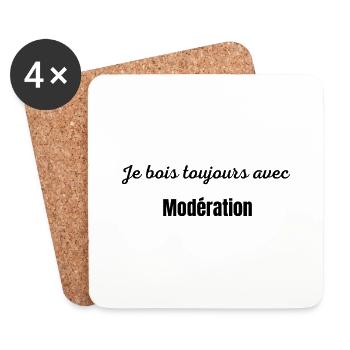 Je bois avec modération - Dessous de verre (lot de 4) - blanc - Devant