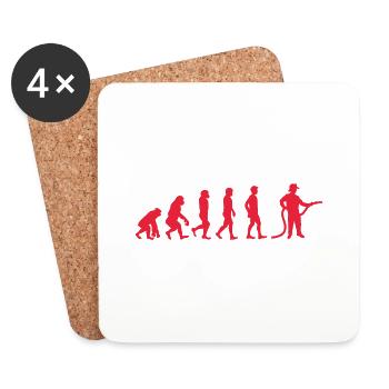 Evolution Feuerwehrmann rot - Untersetzer (4er-Set) - Weiß - Vorne