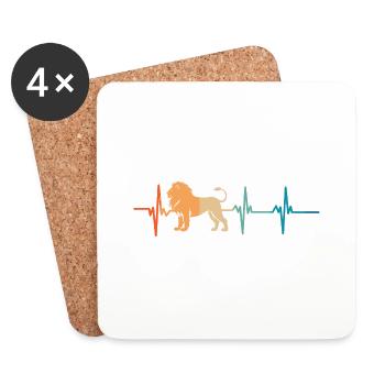 Lion Heartbeat - Coasters (set of 4) - white - Front