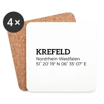 Les coordonnées de Krefeld, Rhénanie-du-Nord-Westphalie - Dessous de verre (lot de 4) - blanc - Devant
