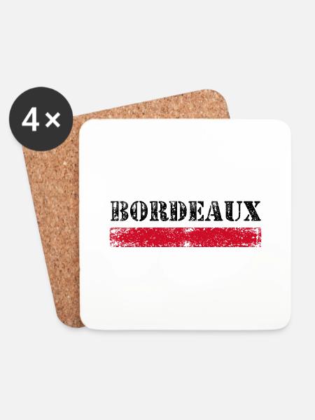 Bordeaux Vintage - Untersetzer (4er-Set) - Weiß