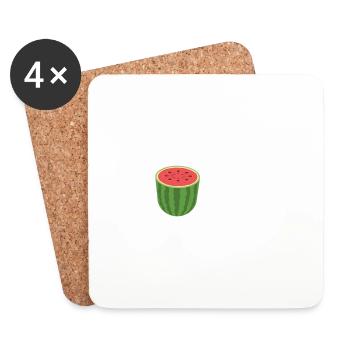 Battement de cœur pastèque - Dessous de verre (lot de 4) - blanc - Devant