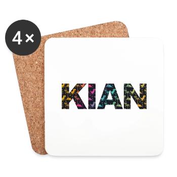 KIAN - Schöner Jungen Name mit Dinosaurier - Untersetzer (4er-Set) - Weiß - Vorne