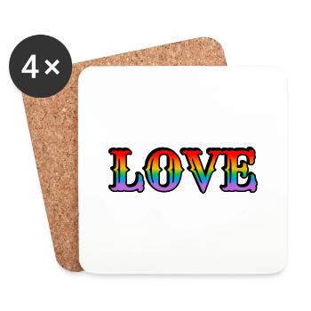 Amour arc-en-ciel rétro - Dessous de verre (lot de 4) - blanc - Devant