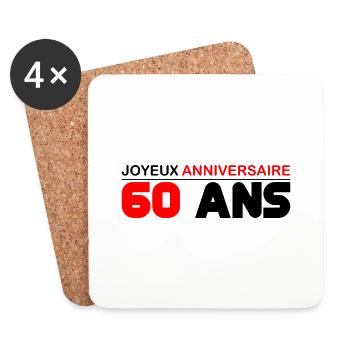 Happy Birthday 60 Years - Coasters (set of 4) - white - Front