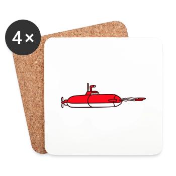 Military Submarine Shoots Torpedoes Missiles Attack - Coasters (set of 4) - white - Front