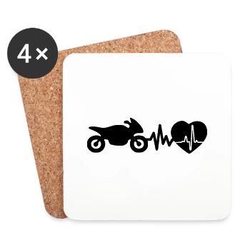 Motorcycling is life Heartbeat for bikers - Coasters (set of 4) - white - Front