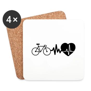 Cycling is life, heartbeat for cyclists - Coasters (set of 4) - white - Front