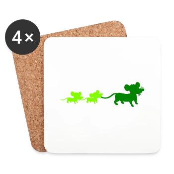 Maus Familie Mama Papa 2 Kinder Mutter Silhouette - Untersetzer (4er-Set) - Weiß - Vorne