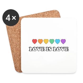 Liebe ist Liebe Rainbow Hearts LGBTQ Pride Monat - Untersetzer (4er-Set) - Weiß - Vorne
