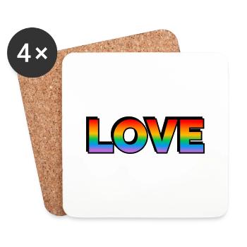 LIEBE LGBT Pride Month Regenbogentext - Untersetzer (4er-Set) - Weiß - Vorne