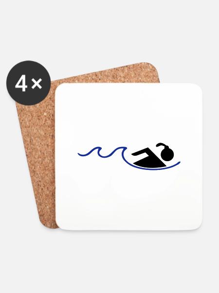 swimming - Coasters (set of 4) - white