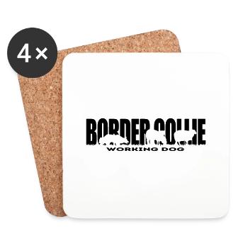 BORDER COLLIE WORKING DOG Wilsigns Dog Dog - Coasters (set of 4) - white - Front