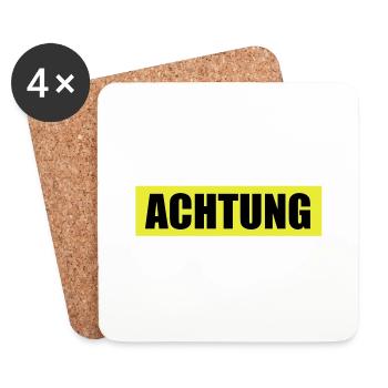 Achtung - Attention - Untersetzer (4er-Set) - Weiß - Vorne