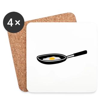 egg_in_pan - Coasters (set of 4) - white - Front