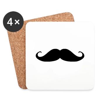 Moustache - Dessous de verre (lot de 4) - blanc - Devant