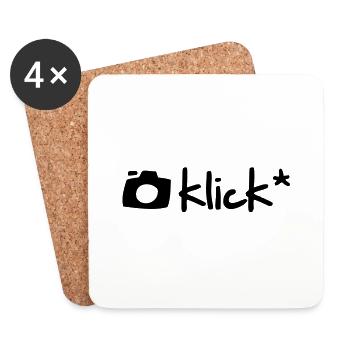 CLICK - T-Shirt for photographers - Coasters (set of 4) - white - Front