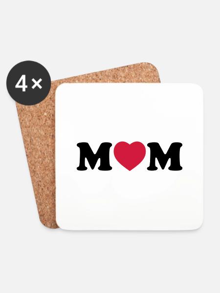 Mom heart - Coasters (set of 4) - white