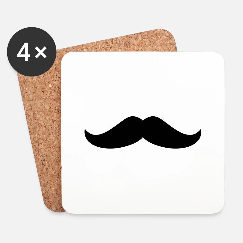 Mustache - Untersetzer (4er-Set) - Weiß