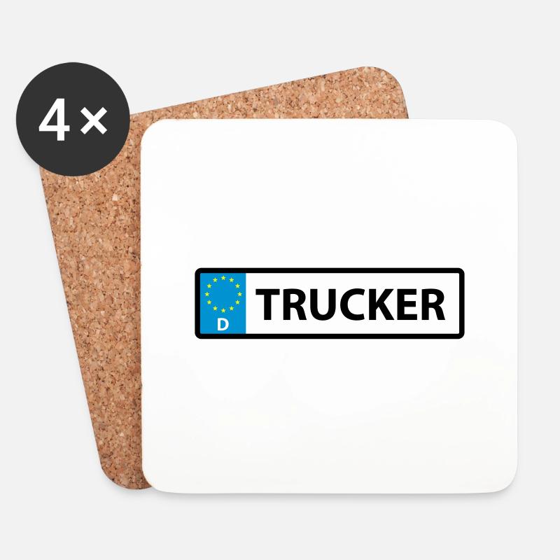 Nummernschild Trucker - Untersetzer (4er-Set) - Weiß