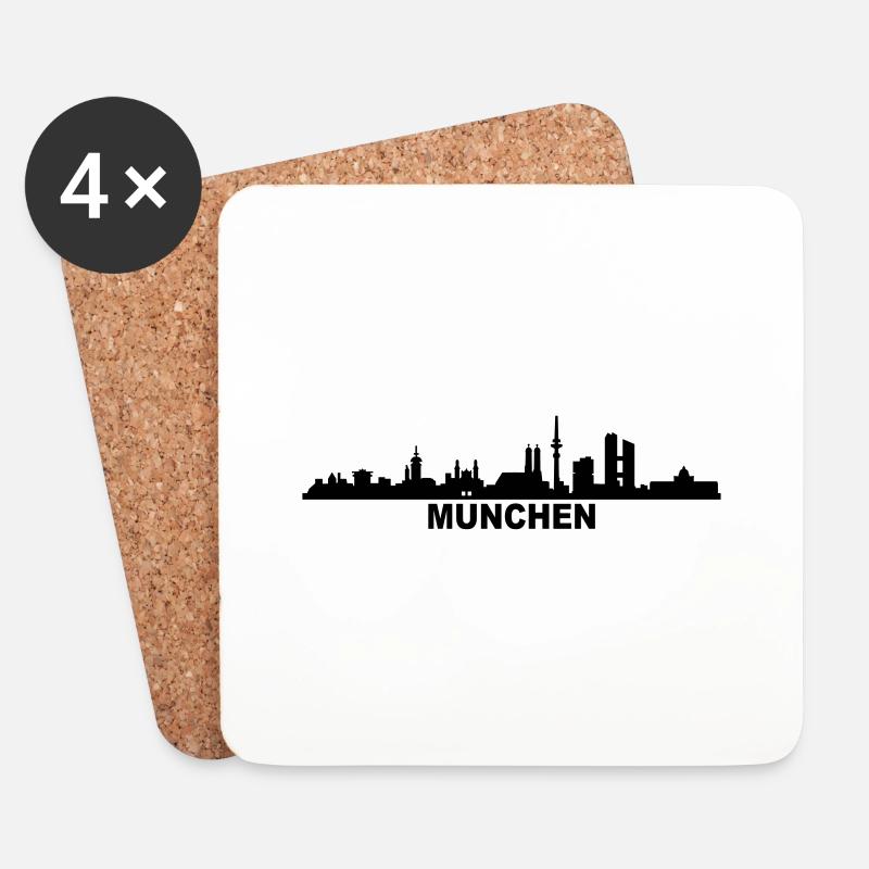 Skyline München - Untersetzer (4er-Set) - Weiß