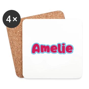 Amelie nom prénom - Dessous de verre (lot de 4) - blanc - Devant
