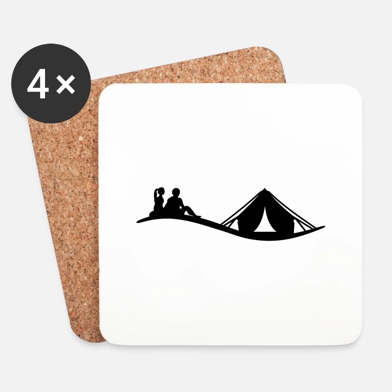 Freizeit - Camping - Untersetzer (4er-Set) - Weiß