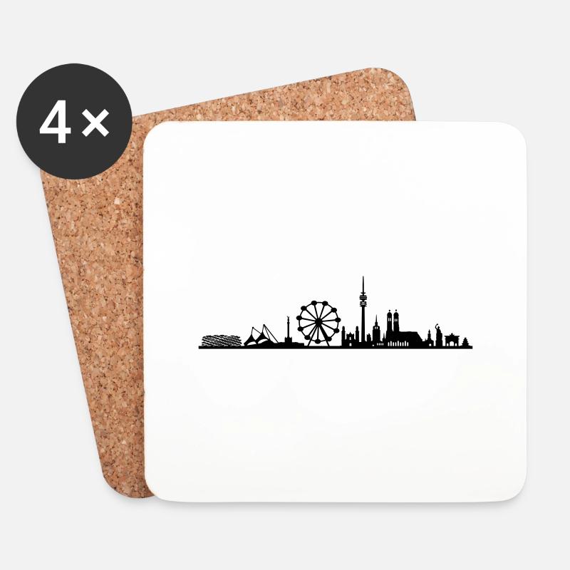 Skyline - München Riesenrad - Untersetzer (4er-Set) - Weiß