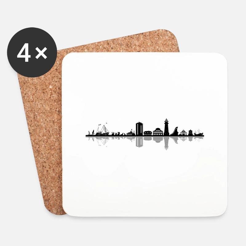 Skyline - Küste Büsum - Untersetzer (4er-Set) - Weiß