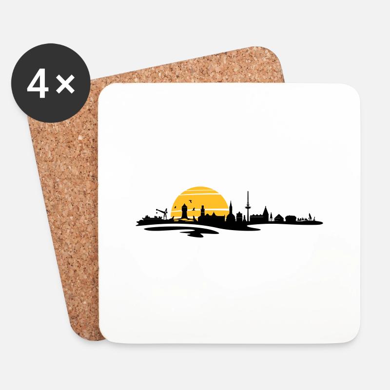 Skyline - Küste Cuxhaven - Untersetzer (4er-Set) - Weiß