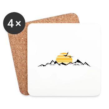 MONTAGNES Paysage Silhouette Panorama - Dessous de verre (lot de 4) - blanc - Devant