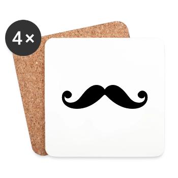 Moustache drôle personnalisable - Dessous de verre (lot de 4) - blanc - Devant