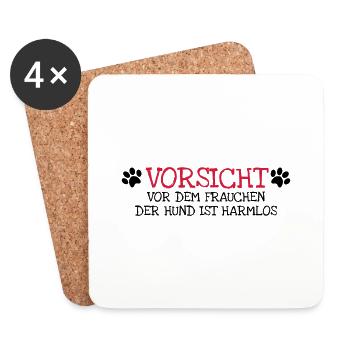 Vorsicht vor dem Frauchen - Untersetzer (4er-Set) - Weiß - Vorne