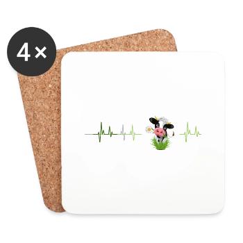 Fréquence des vaches - Dessous de verre (lot de 4) - blanc - Devant
