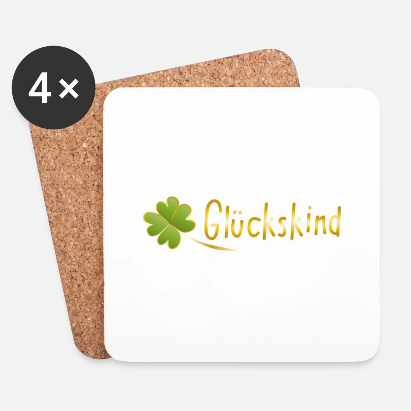 Glücksklee Glückskind - Untersetzer (4er-Set) - Weiß