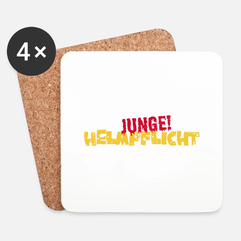 Helmpflicht Junge! - Untersetzer (4er-Set) - Weiß