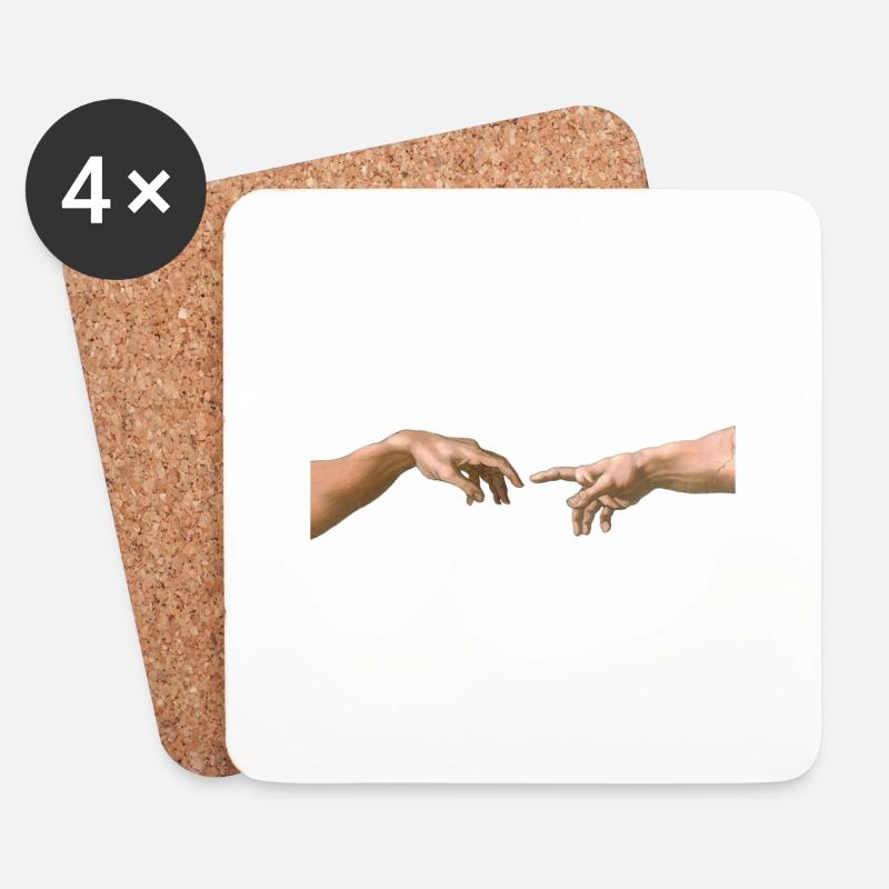 Die Erschaffung Adams Michelangelo - Untersetzer (4er-Set) - Weiß