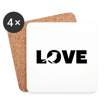 Oiseau love - Dessous de verre (lot de 4) - blanc - Devant