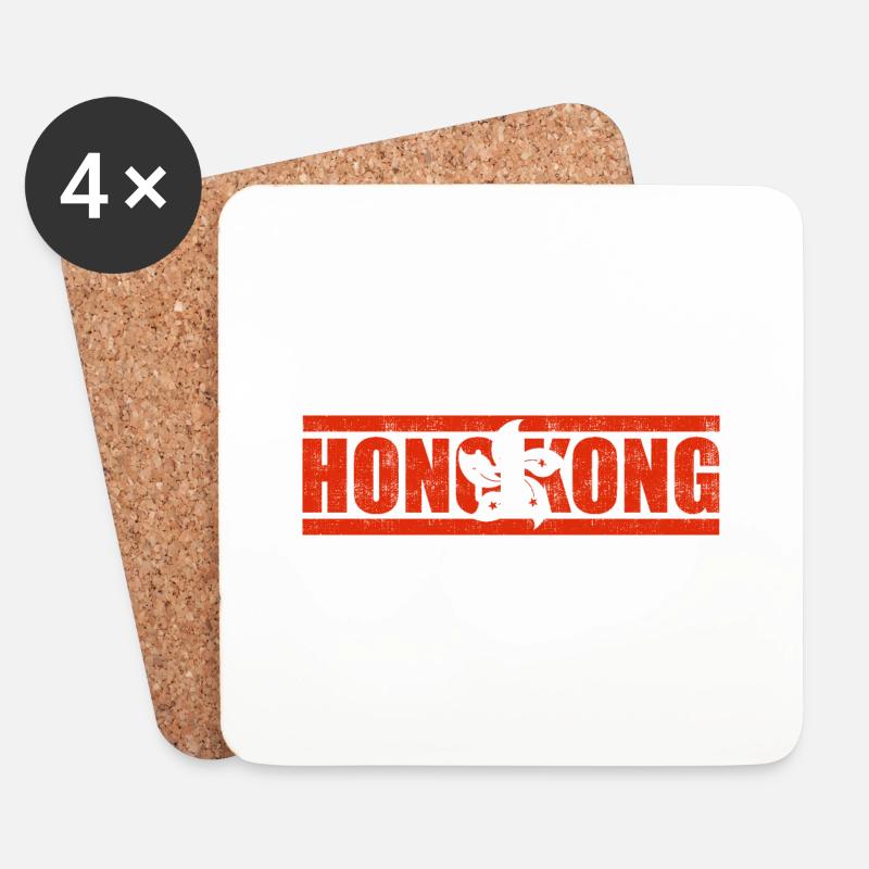 Hongkong - Untersetzer (4er-Set) - Weiß