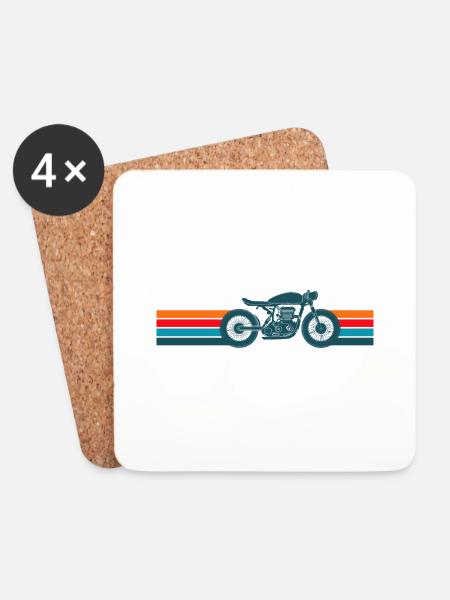 Motorrad Caferacer Vintage Retro - Untersetzer (4er-Set) - Weiß