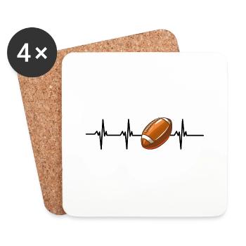Rugby heartbeat - Coasters (set of 4) - white - Front